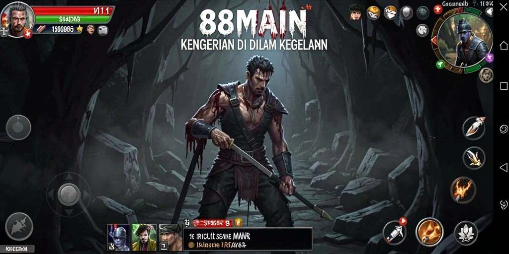 Screenshot menampilkan gameplay menakutkan dari 88MAIN dengan suasana gelap.