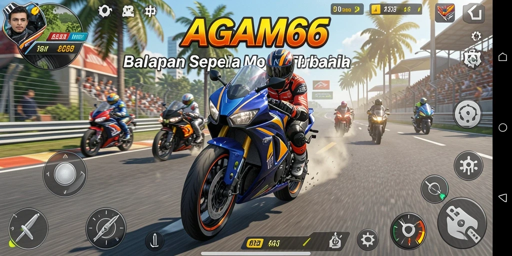 Tampilan gameplay AGAM66 yang menegangkan di lintasan balapan.