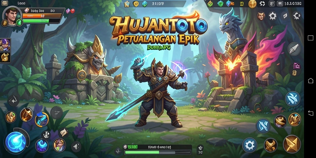 Screenshot menunjukkan aksi seru dalam game RPG HUJANTOTO.