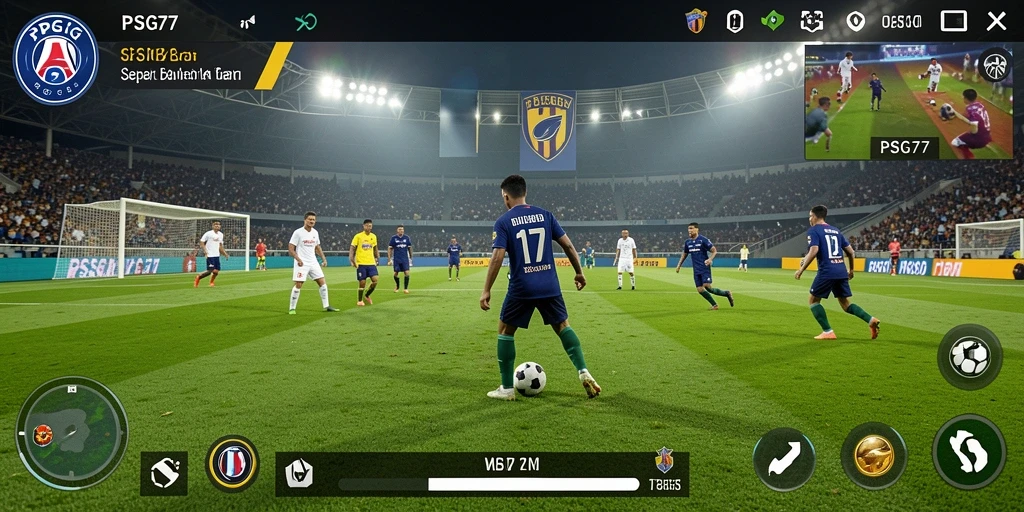Tampilan gameplay menarik dari PSG77 dengan aksi sepak bola intens.