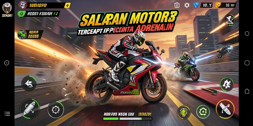 Tampilan menakjubkan SEHOKI saat balapan motor di sirkuit.