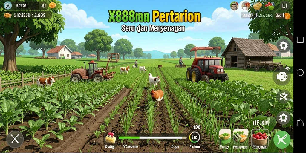 Tangkapan layar menunjukkan gameplay seru pertanian di X88.