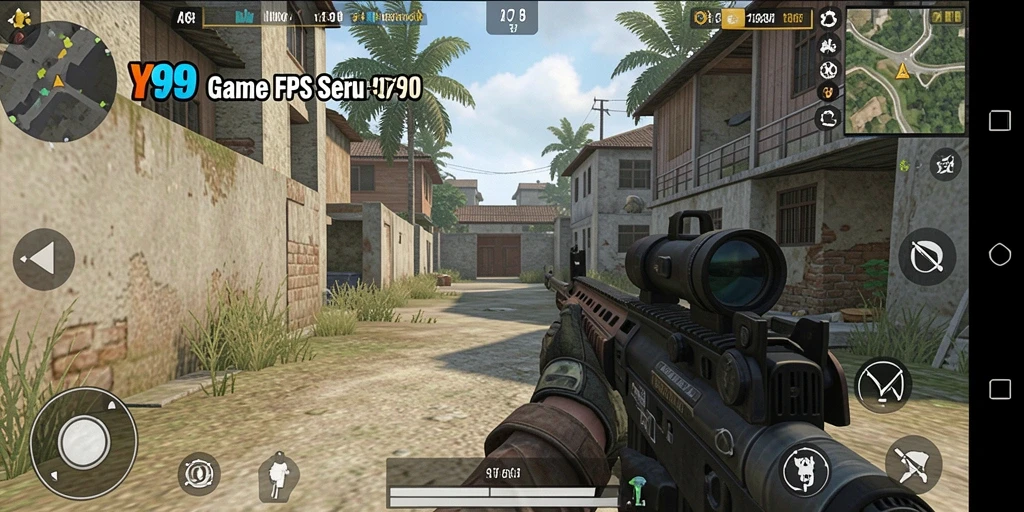 Screenshot gameplay Y89 yang menampilkan aksi tembak-menembak yang intens.